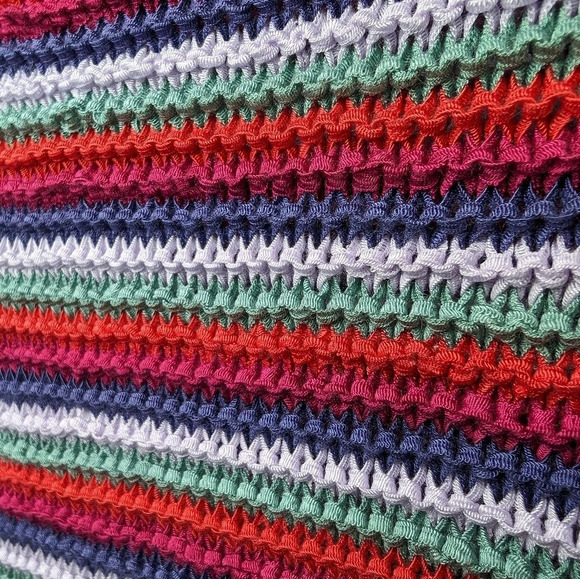 Falls Creek  1X Sleeveless Striped Crochet Knit V Neck Sweater Vest Shirt Plus - Picture 3 of 9